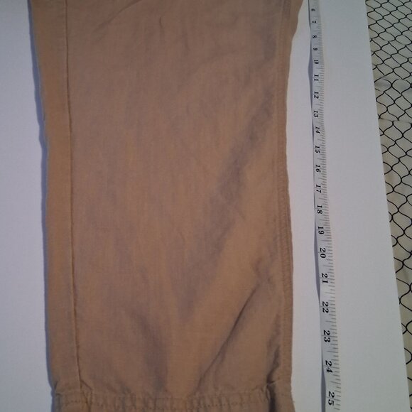 J. Crew Womens Seaside Cropped Linen Blend Pants XXL Tan Pull On Beach Minimal - Picture 9 of 10